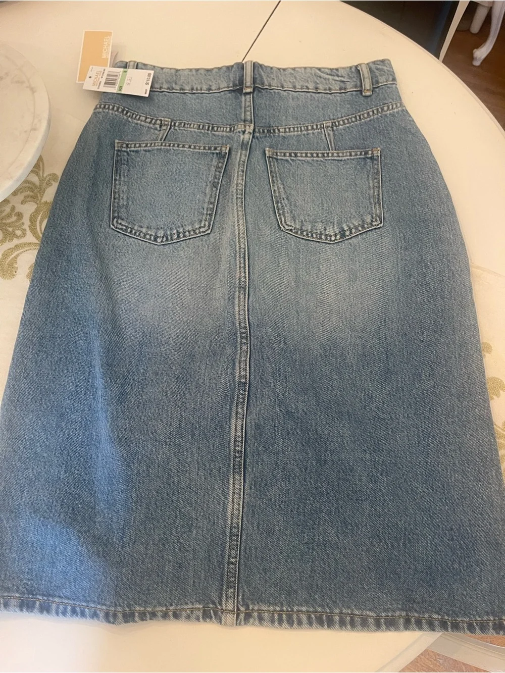 Michael Kors Jean Skirt Gold Button-Front Denim Skirt